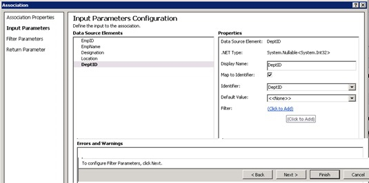 Input parameter configuration